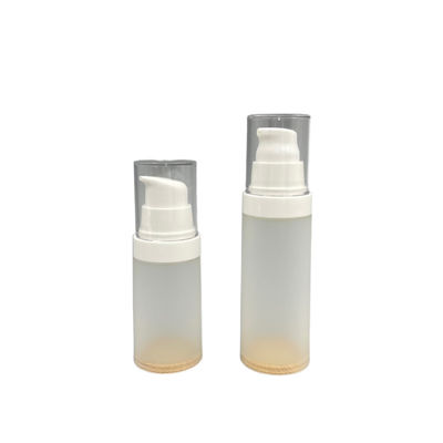 Şeffaf PP Havasız Şişe Pompası 30ml 50ml Ahşap Desenli Serigrafi