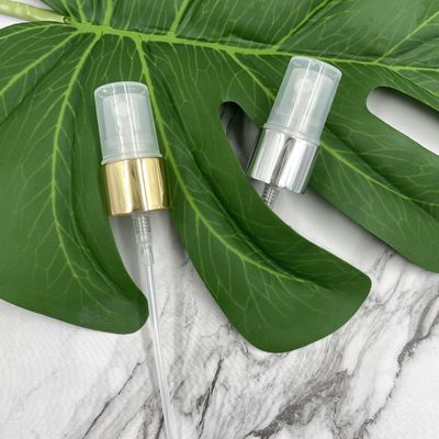 18/410 İnce Mist Püskürtme Pompası Gümüş Alüminyum Kapatma 0.12ML SS316 Nervürlü Etek