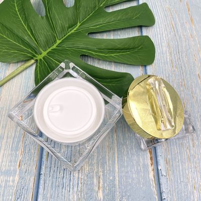 Kare tip yuvarlak kenarlı tasarım Akrilik krem ​​kavanoz Yüksek dereceli Ayna kapağı 30g, 50g XY2201