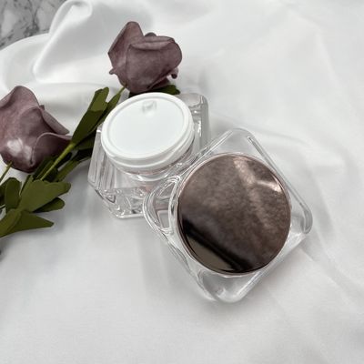 Ağır Kare Kozmetik Kavanoz Akrilik Krem Konteynerler Ayna Kapaklı 50g