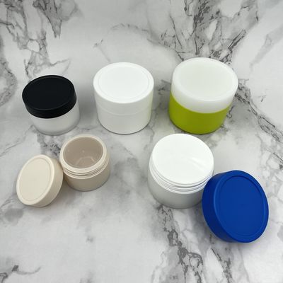 Mat Plastik Kozmetik Kavanozları Çift Duvar 60ml 100ml Ovma Macunu için metalize