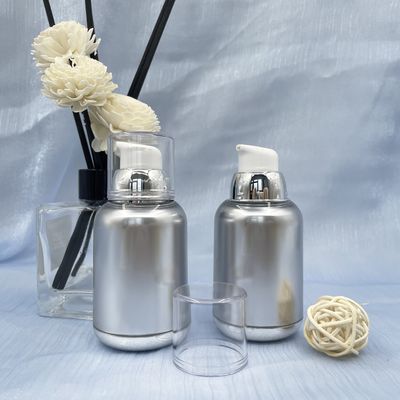Twist 80ml 100ml Havasız Pompa Şişeleri Vakumlu PP MS Metalize Yuvarlak Tabanlı