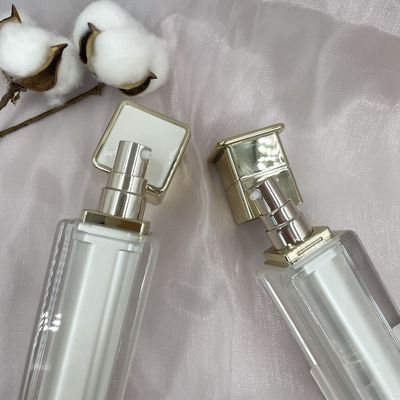İnci Beyazı Losyon Kozmetik Pompa Şişesi Kare 80ml 120ml Kapaklı Sızdırmaz
