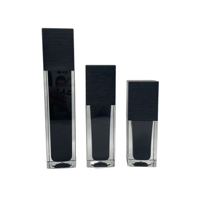 Kare Kozmetik Pompa Şişesi 60ml UV Vidalı Fırça Mat Siyah Akrilik