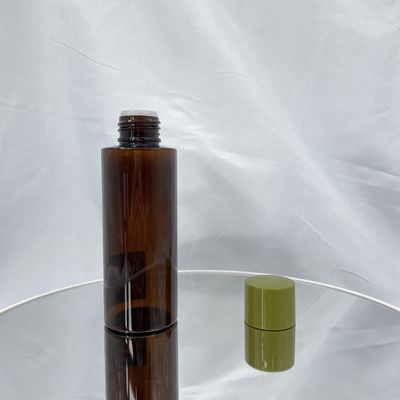 100ml Amber PET Şişe PCR Kozmetik Ambalaj Beyaz Contalı UV Korumalı