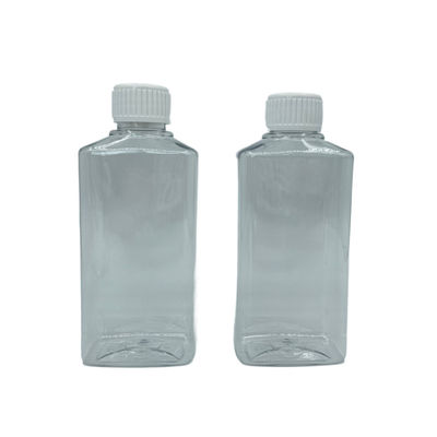 Doldurulabilir Kare PET Pompa Şişe Gargara 250ml Beyaz Kapaklı Şeffaf