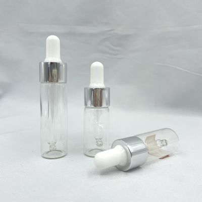 Alüminyum Yağ Damlalıklı 10ml 15ml Cam Kozmetik Şişeler Düz Şekil