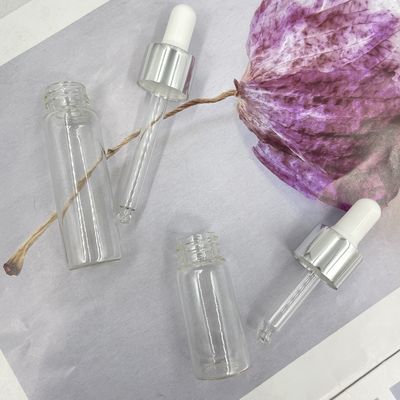 Alüminyum Yağ Damlalıklı 10ml 15ml Cam Kozmetik Şişeler Düz Şekil