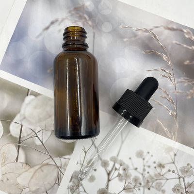 Amber 30ml Cam Kozmetik Şişeler Cırcır Kapatma Damlalıklı Esansiyel Yağı