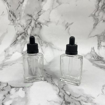 Kare 30ml Cam Kozmetik Şişeler Damlalık Saç Bakım Yağı İçin Çocukların Açamayacağı kap