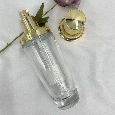 100ml Şeffaf Oval Kozmetik Şişe Altın Kap Losyon Özel Renk