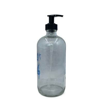 Losyon Pompalı Şeffaf 500ml Cilt Bakımı Cam Şişe Sıvı Anti UV