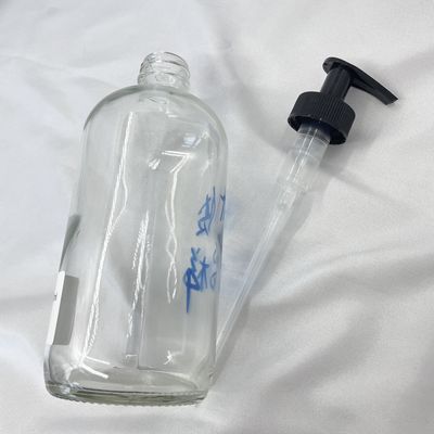 Losyon Pompalı Şeffaf 500ml Cilt Bakımı Cam Şişe Sıvı Anti UV