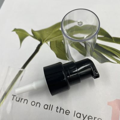 PP Siyah Krem Pompa Dispenseri 20/410 304H Pürüzsüz Kapatma 0.2ML / T Tam Şeffaf Kapaklı