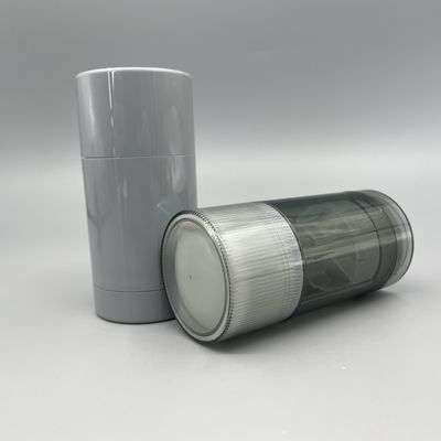 75g Gri Boş Deodorant Çubuk Konteyner AS / PP Güneş Koruyucu Yuvarlak Tüpler