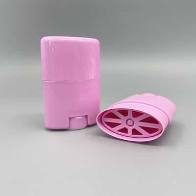 Plastik 15g Pembe Deodorant Kapları Oval Şekilli Boş Rulo Büküm