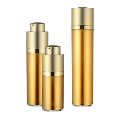 Altın 30ml 15ml Havasız Pompa Şişeleri Aktüatör Kozmetik İçin Çift Duvar Galvanik