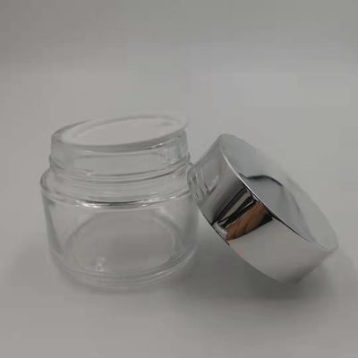 MSDS Şeffaf 100g Cam Krem Kavanoz Parlak Gümüş Kapaklı Beyaz Kapaklı Maske Çamur