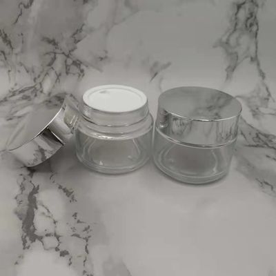 MSDS Şeffaf 100g Cam Krem Kavanoz Parlak Gümüş Kapaklı Beyaz Kapaklı Maske Çamur