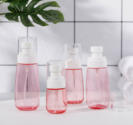 100ml Petg Pompa Şişe Şeffaf Pembe Tek Ambalaj İnce Püskürtücü Beyaz Yüz Yumuşak Dokunuş