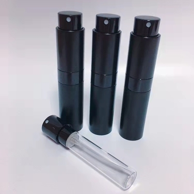 Seyahat Mini Konteyner Alüminyum Doldurulabilir Parfüm Sprey Şişesi 8ML Siyah Alüminyum Renk